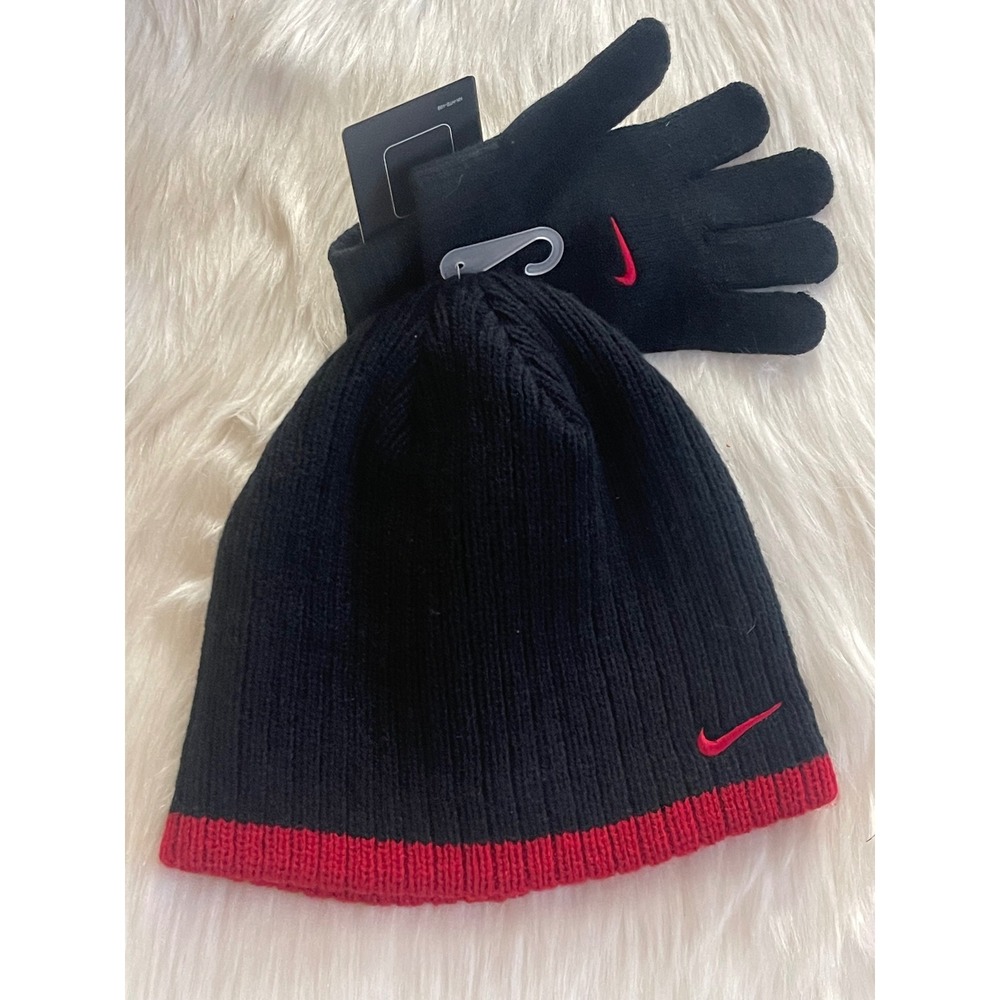 Nike Winter Reversible Beanie Kids Boys Hat And Gloves Set New